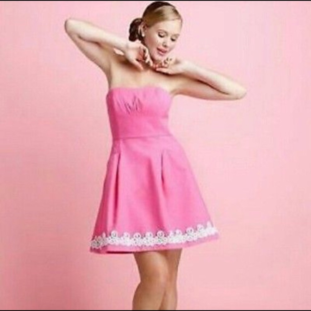 • Lilly Pulitzer • Pink Blossom Strapless Dress